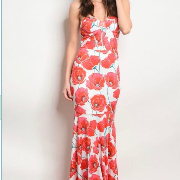 Sale! Ivory Floral Mermaid Dress - Picture 2 of 5